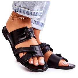 Udobne kožne ženske papuče Maciejka 05549-01 crne crna