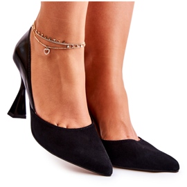 PA2 Modne kožne cipele u špic crnoj mailli crna