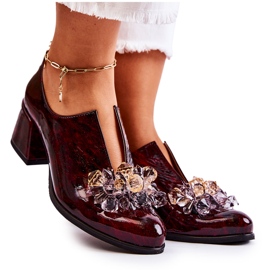 PA2 Kožne cipele s mozaikom s prozirnim kestenjastim ukrasom Delaver crvena višebojan