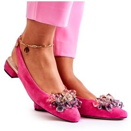 PA2 Balerinke od antilopa s visokim petama s ružičastim ukrasom Elena ružičasta