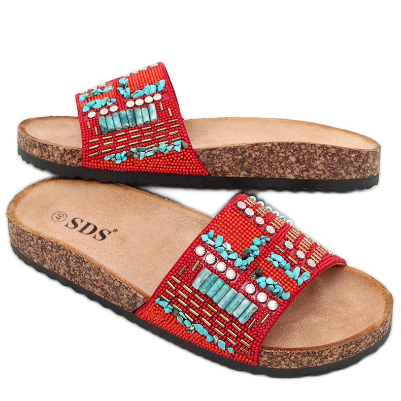 Taida Crvene papuče od pluta crvena plava