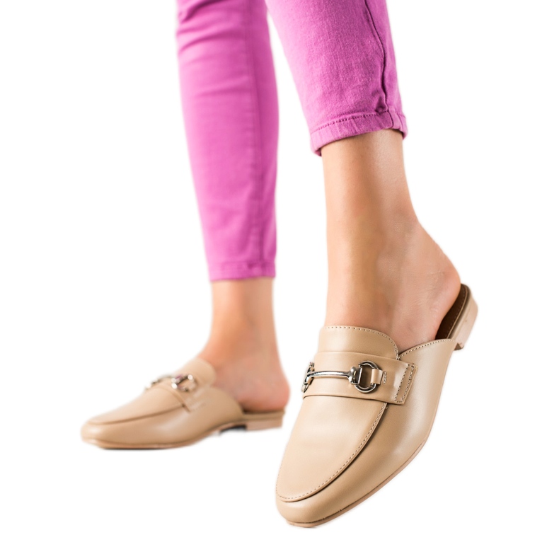 SHELOVET Bež papuče mokasine