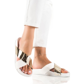 Groto Gogo Svjetlucave BIJELE I ZLATNE papuče bijela zlatni