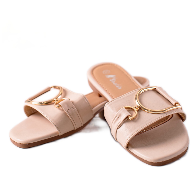 SHELOVET Elegantne papuče s ukrasom bež