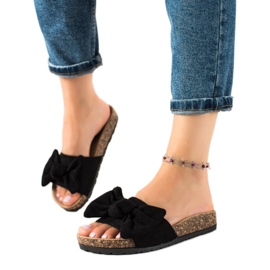 Queentina Papuče od antilopa s mašnom crna