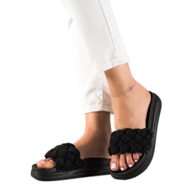 Seastar Crne papuče sa kristalima crna