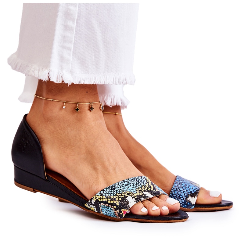 Kožne sandale Maciejka 1971-63 crne crno raznobojna