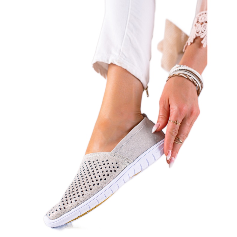 DK Ažurni kožni sliponi siva