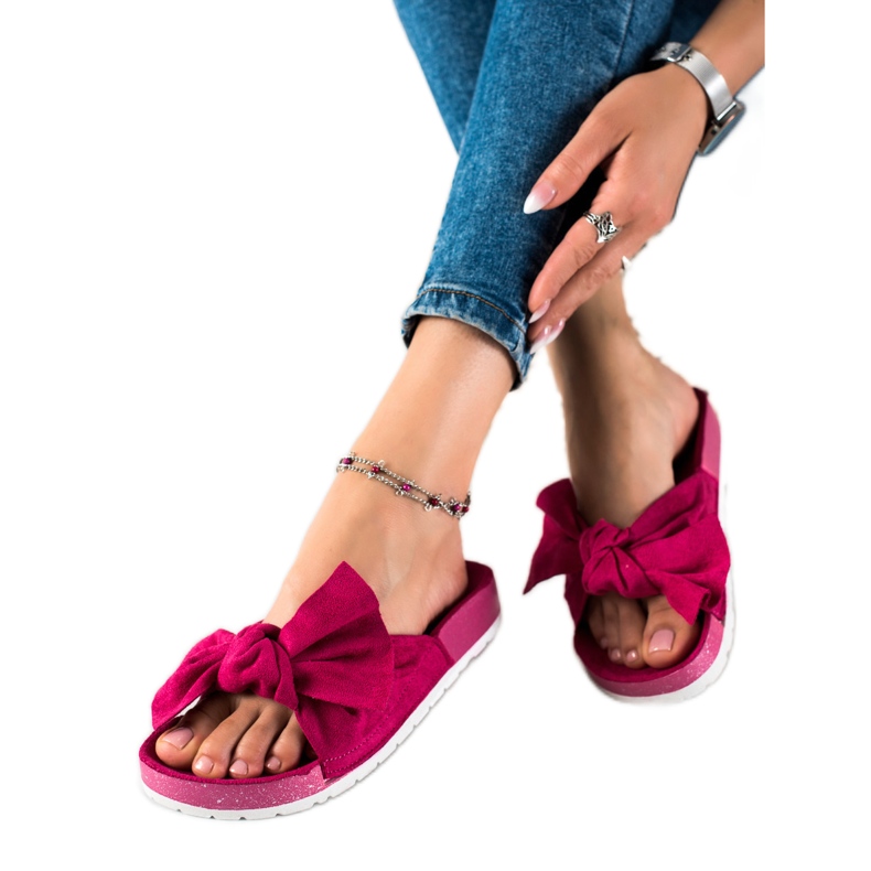 SHELOVET Modne papuče s mašnom ružičasta