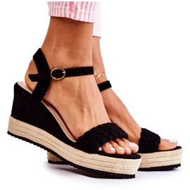 FB2 Crne Gabriela antilop sandale na klin bež crna