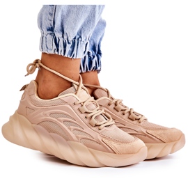 PM2 Modne ženske sportske tenisice Bež Sollero zlatni