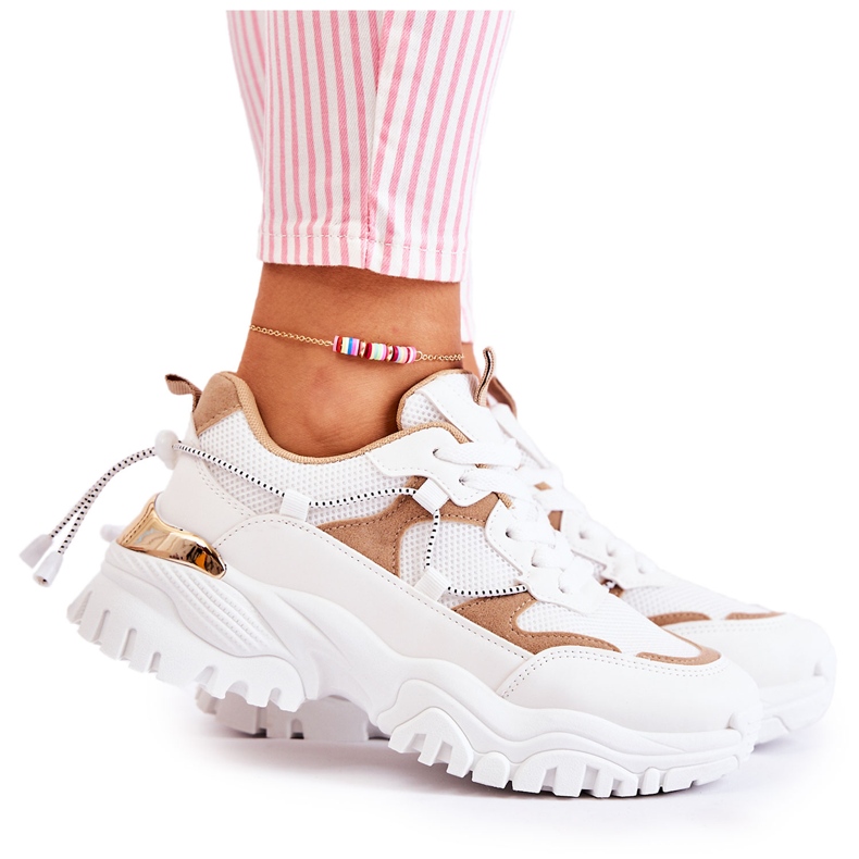 PM2 Modne sportske cipele od tekstila bež i bijeli Amariso bijela