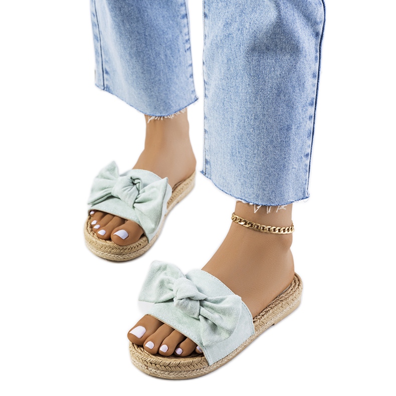 Zelene papuče s Madelen mašnom zelena