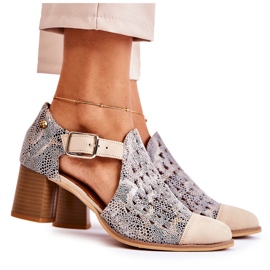 Ženske ažurne kožne čizme Maciejka 04962-04 Bež