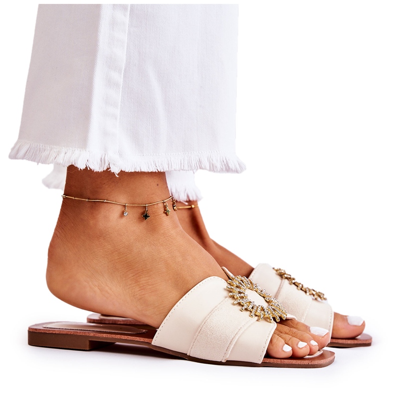 PS1 Udobne ženske papuče sa svijetlobež ukrasom Ginera