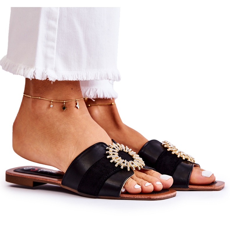 PS1 Udobne ženske papuče s crnim Ginera ornamentom crno