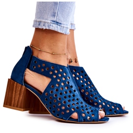 Ažurne čizme na stupu Maciejka 04593-17 Mornarsko plave tamnoplava