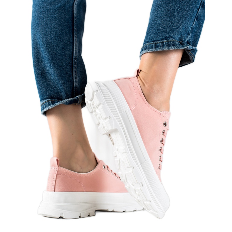 SHELOVET Ružičaste tenisice na platformi ružičasta