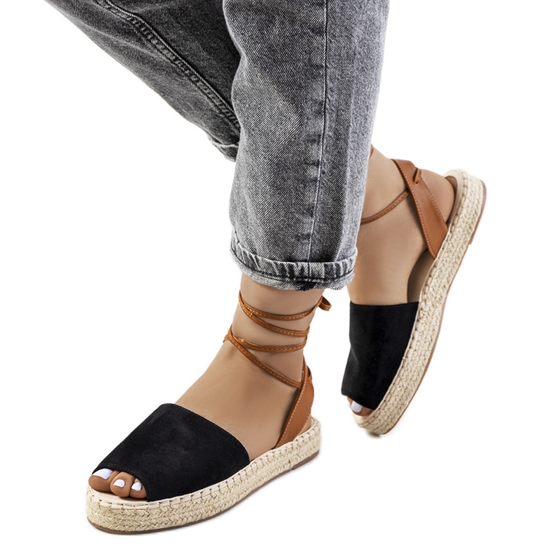 Black Chinner vezane espadrile smeđa crno