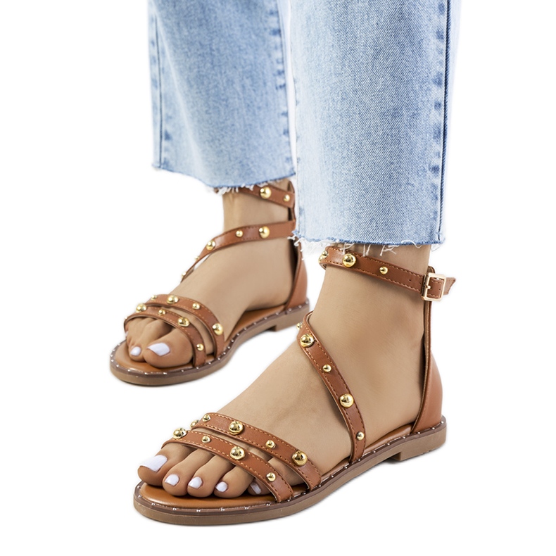 Krolt smeđe sandale s čavlima smeđa