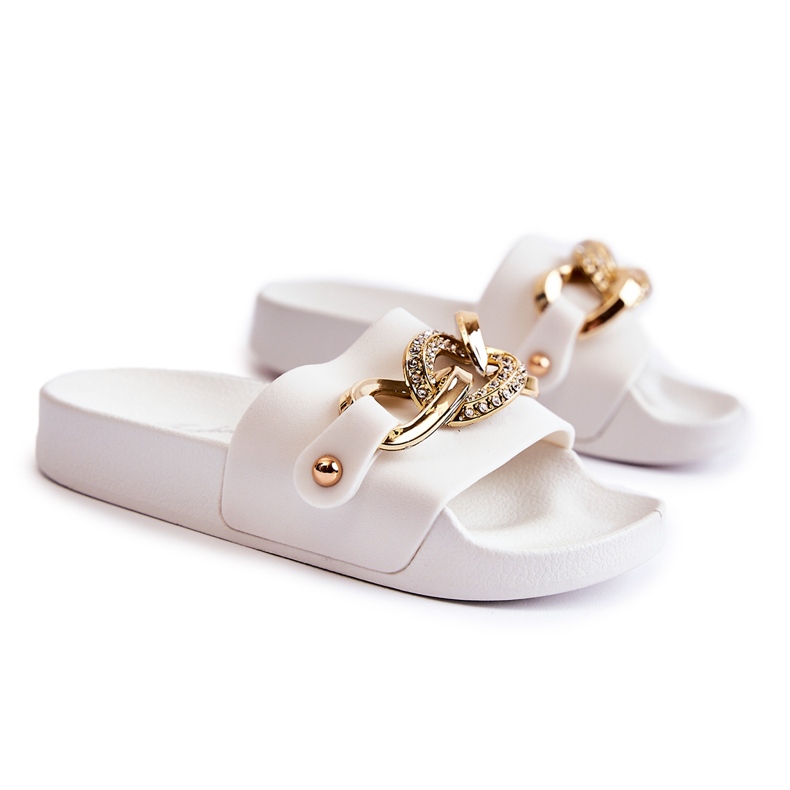 FK1 Dječje gumene papuče s ukrasnim lančićem Bijela Suzie