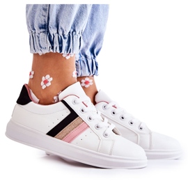 FK2 Ženske sportske cipele vezane u bijelu Renesme bijela crna ružičasta zlatni