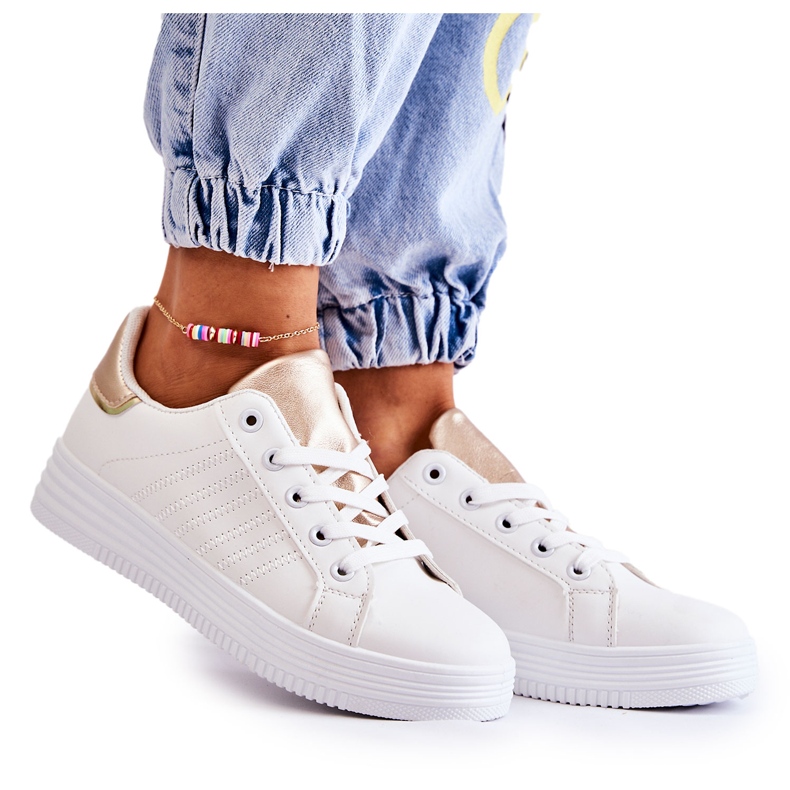 FK2 Ženske bijele sportske cipele Samanta bijela zlatna