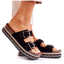 FE1 Ženske papuče s kopčom Black Melissa crna