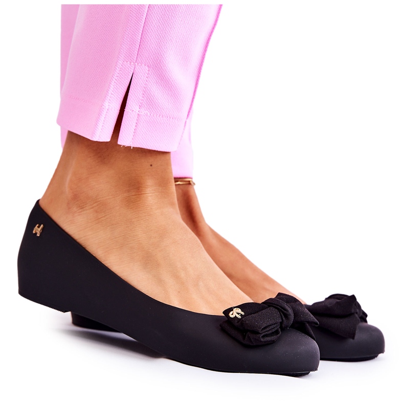 PH1 Ženske gumene balerinke s mašnom Black Fergie crno