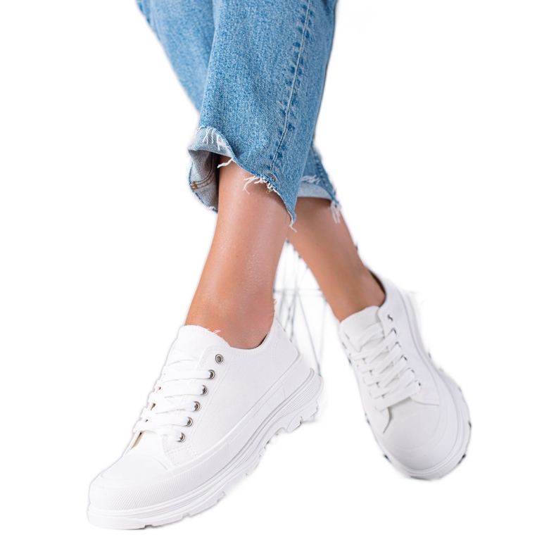 SHELOVET Bijele tenisice na platformi bijela