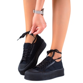 SHELOVET Tenisice na širokoj platformi crna