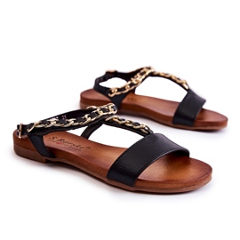 S.Barski Dječje sandale s kopčom Black Letto crna