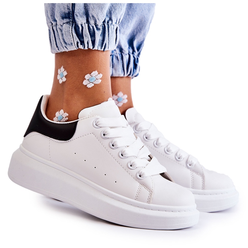 FS3 Ženske sportske cipele na platformi crno-bijele Eliso bijela