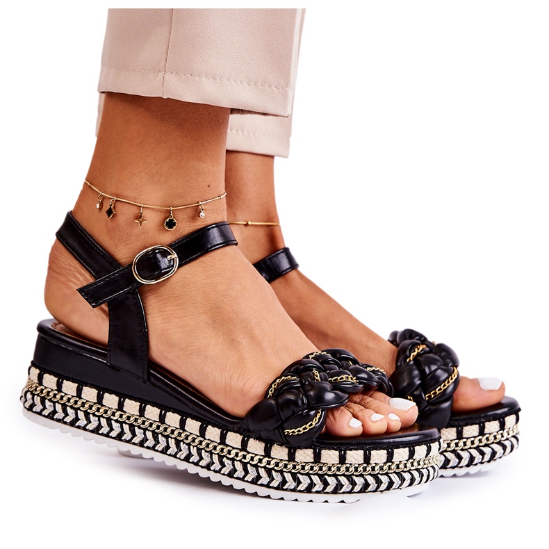 PS1 Ženske sandale na klin crne Chaves crno