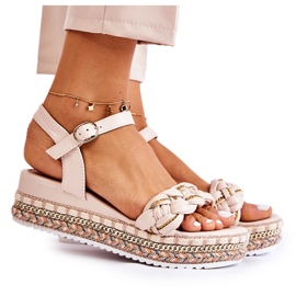 PS1 Ženske sandale na klin bež Chaves zlatni