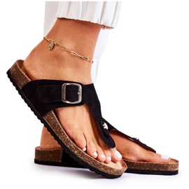 FB1 Ženske papuče s kopčom crne Elina crna