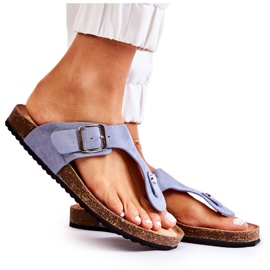 FB1 Ženske papuče s kopčom Plava Elina