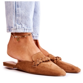 FB1 Ženske papuče antilop bež Olena smeđa