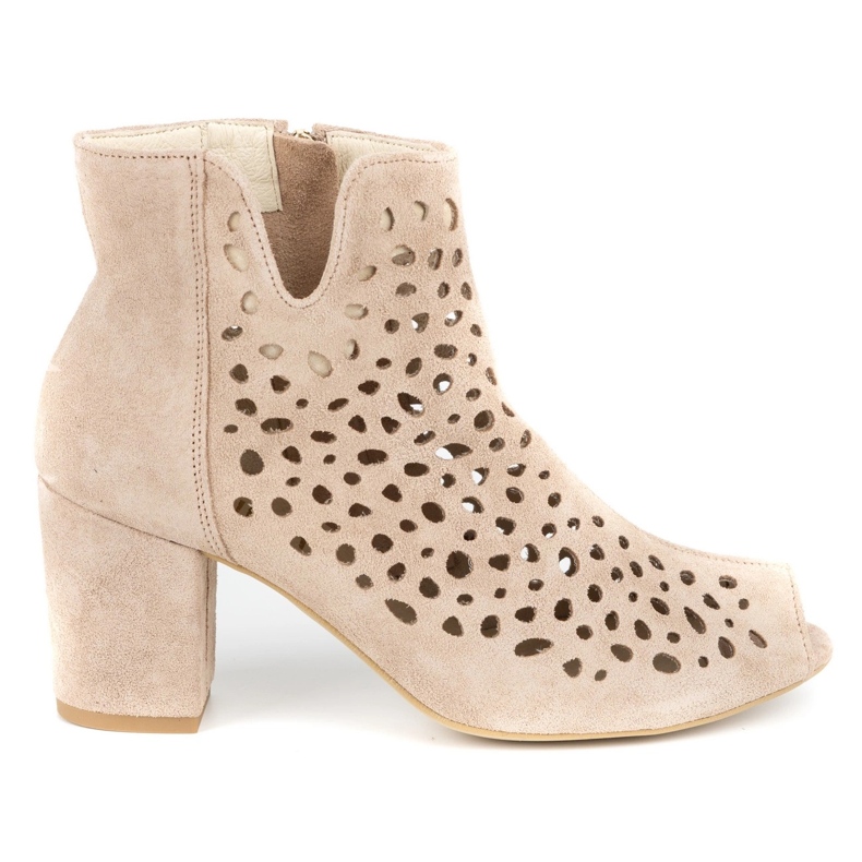 Exquisite Ženske ažurne kožne čizme 1184 puder roze ružičasta