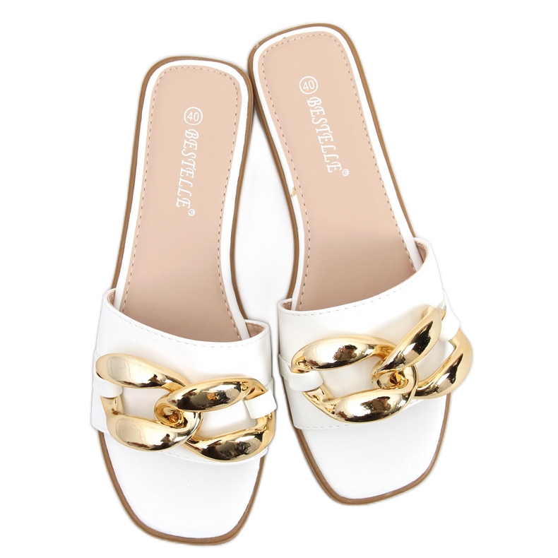 Papuče s lančićem Dalia White bijela