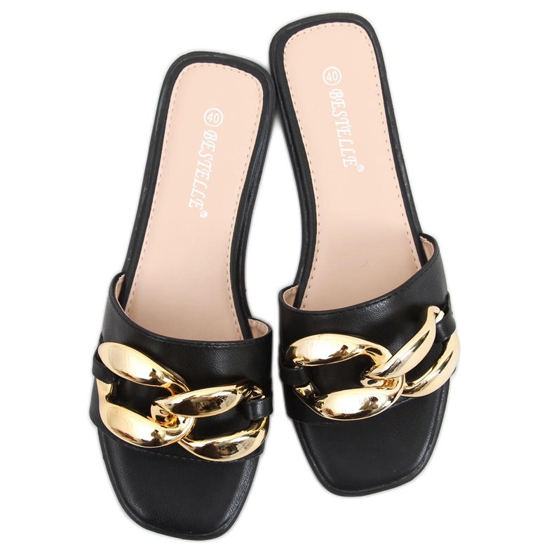 Dalia crne papuče s lančićem crno