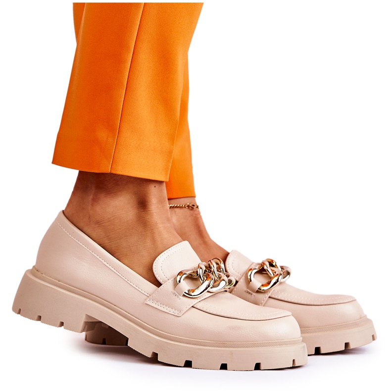 FB1 Kožne mokasinke Lanac svijetlo bež Amicable