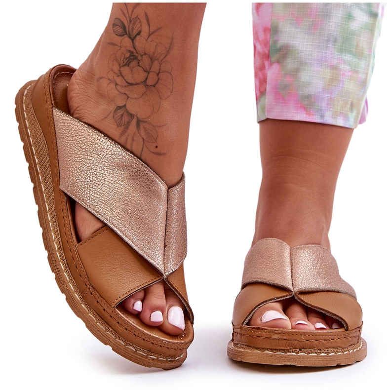 Kožne profilirane papuče Maciejka 04986-29 Brown smeđa