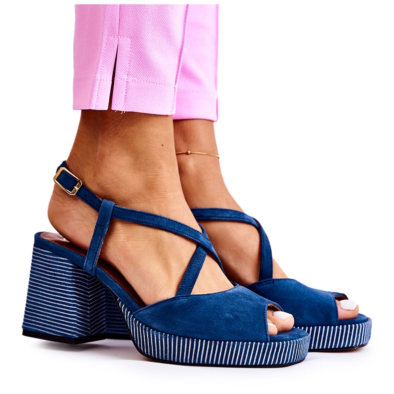 Antilop sandale na masivnu petu Maciejka 05543-17 Mornarsko plave mornarsko plava