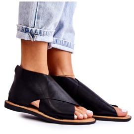 S.Barski Ženske crne kožne sandale Catalise crna