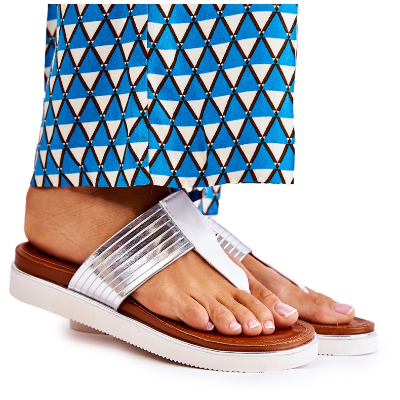 Ženske sandale na platformi bijele i srebrne Morissa bijela srebro