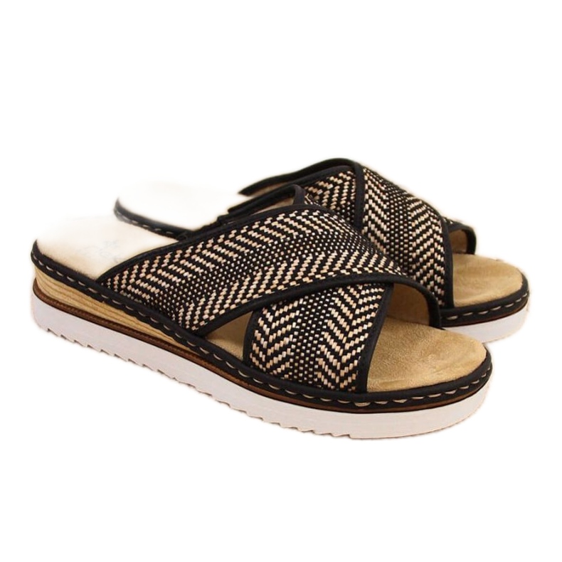 Rieker W R459 papuče na klin crne crno