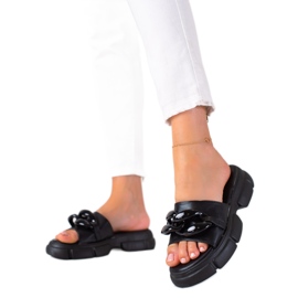 SHELOVET Ženske papuče na platformi crno