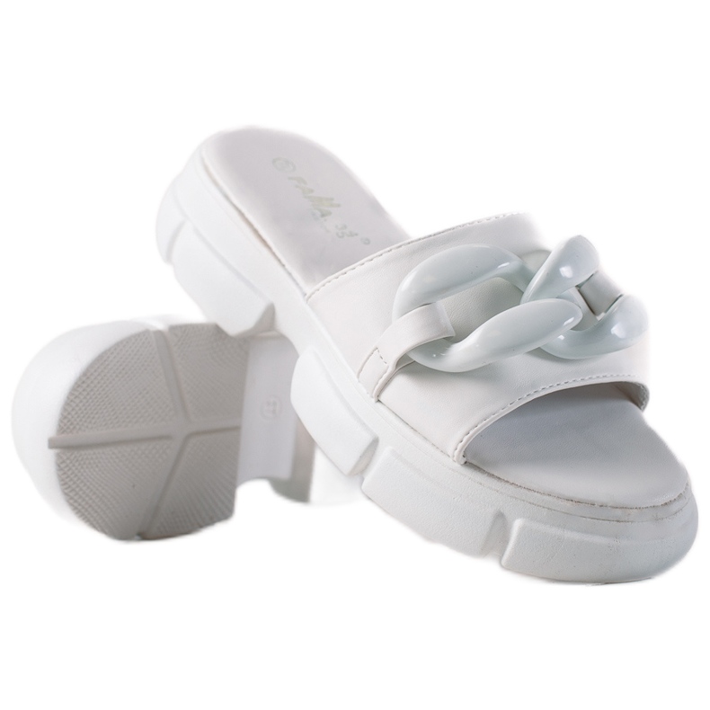 SHELOVET Papuče na platformi bijela