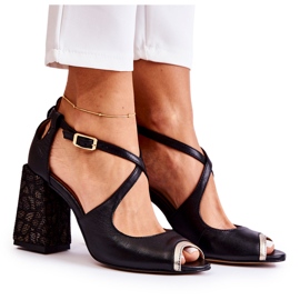 Modne kožne sandale na šanku Maciejka 05513-01 crne crna